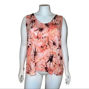 ID Ideology Plus Size Printed Tank Top in Dye Peachberry Pink Size 3X NWT